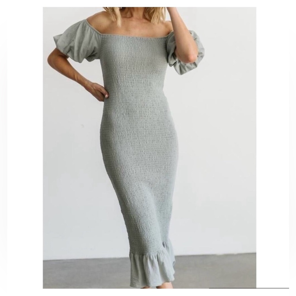 Baltic Born Alana Smocked Midi Dress in Sage